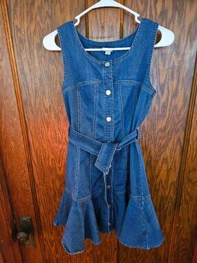 Girls Dress Habitual Kids Denim Ruffle Sz 16